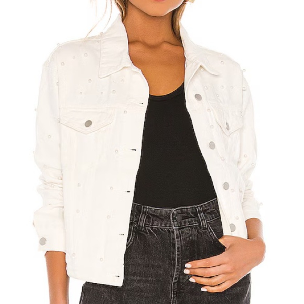 Super down - Pearl Denim Jacket in White